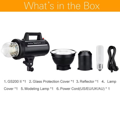 Godox Gemini GS200II Studio Flash Light 200Ws Bowens Mount Strobe Flash (US Plug) - Shoe Mount Flashes by Godox | Online Shopping UK | buy2fix