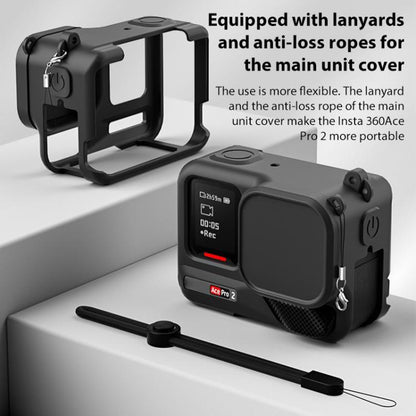 For Insta360 Ace Pro 2 Silicone Protective Case with Wrist Strap & Lens Cover (Black) - Case & Bags by buy2fix | Online Shopping UK | buy2fix