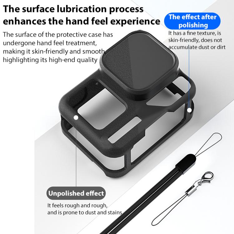 For Insta360 Ace Pro 2 Silicone Protective Case with Wrist Strap & Lens Cover (Black) - Case & Bags by buy2fix | Online Shopping UK | buy2fix