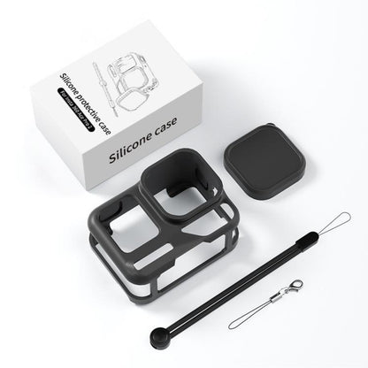 For Insta360 Ace Pro 2 Silicone Protective Case with Wrist Strap & Lens Cover (Black) - Case & Bags by buy2fix | Online Shopping UK | buy2fix