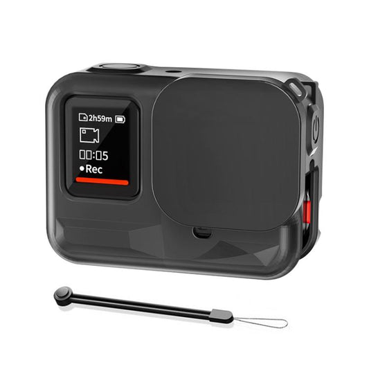 For Insta360 Ace Pro Silicone Protective Case with Wrist Strap & Lens Cover (Black) - Case & Bags by buy2fix | Online Shopping UK | buy2fix