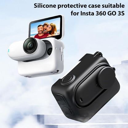 For Insta360 GO 3S Camera Charging Case Silicone Case with Lens Cap & Strap (Black) - Case & Bags by buy2fix | Online Shopping UK | buy2fix