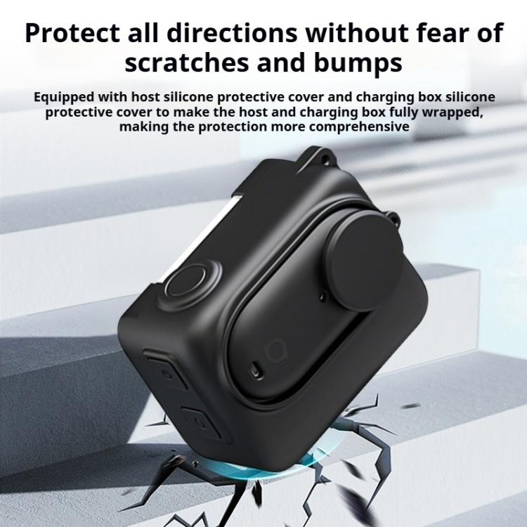 For Insta360 GO 3S Camera Charging Case Silicone Case with Lens Cap & Strap (Black) - Case & Bags by buy2fix | Online Shopping UK | buy2fix