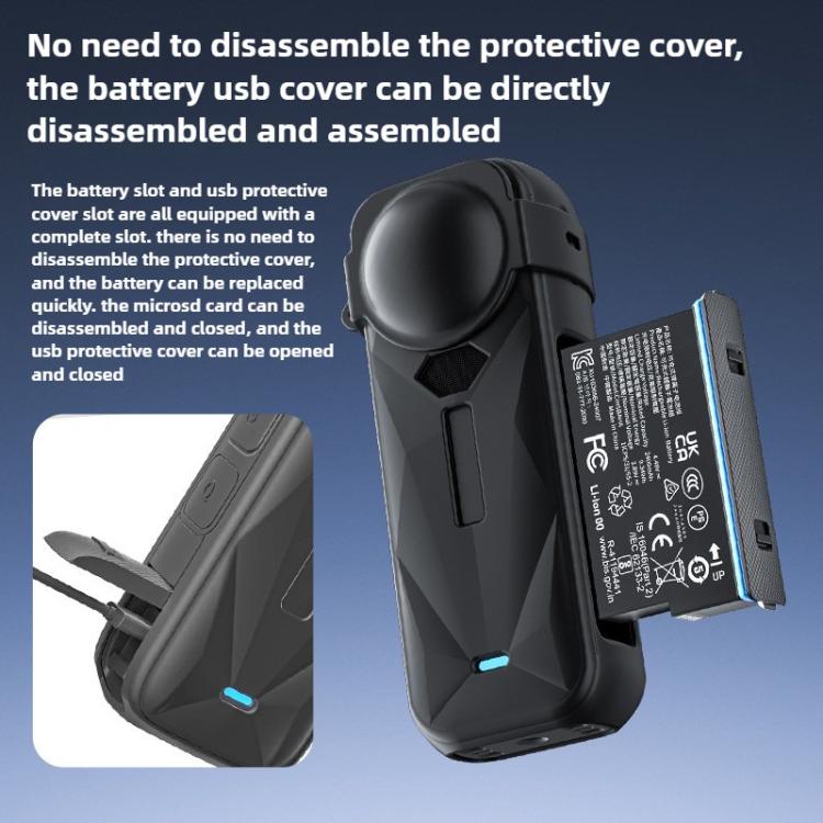 For Insta360 X5 Camera Body Cover Silicone Case with Lens Cover (Black) - Case & Bags by buy2fix | Online Shopping UK | buy2fix