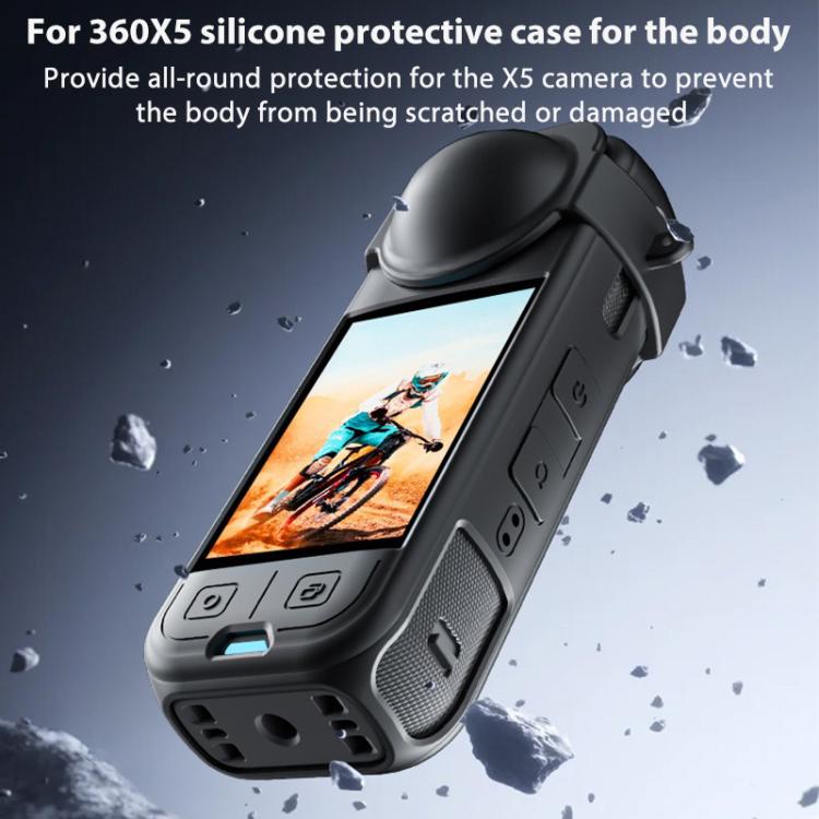 For Insta360 X5 Camera Body Cover Silicone Case with Lens Cover (Black) - Case & Bags by buy2fix | Online Shopping UK | buy2fix
