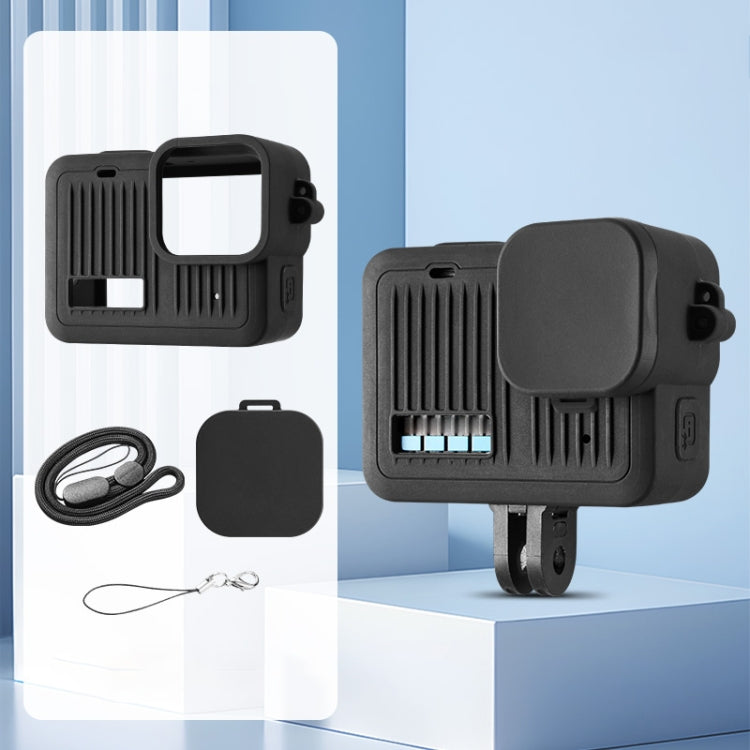 For GoPro HERO 2024 Silicone Protective Case with Wrist Strap & Lens Cover (Black) by buy2fix