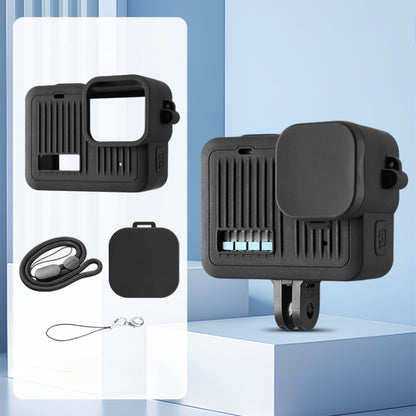 For GoPro HERO 2024 Silicone Protective Case with Wrist Strap & Lens Cover (Black) by buy2fix