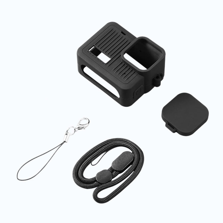 For GoPro HERO 2024 Silicone Protective Case with Wrist Strap & Lens Cover (Black) by buy2fix