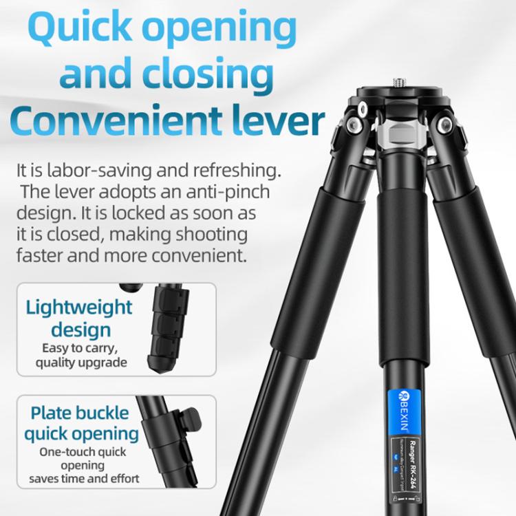 BEXIN RK264 Portable Collapsible Aluminum Alloy Camera Tripod (Black) - Tripods by BEXIN | Online Shopping UK | buy2fix