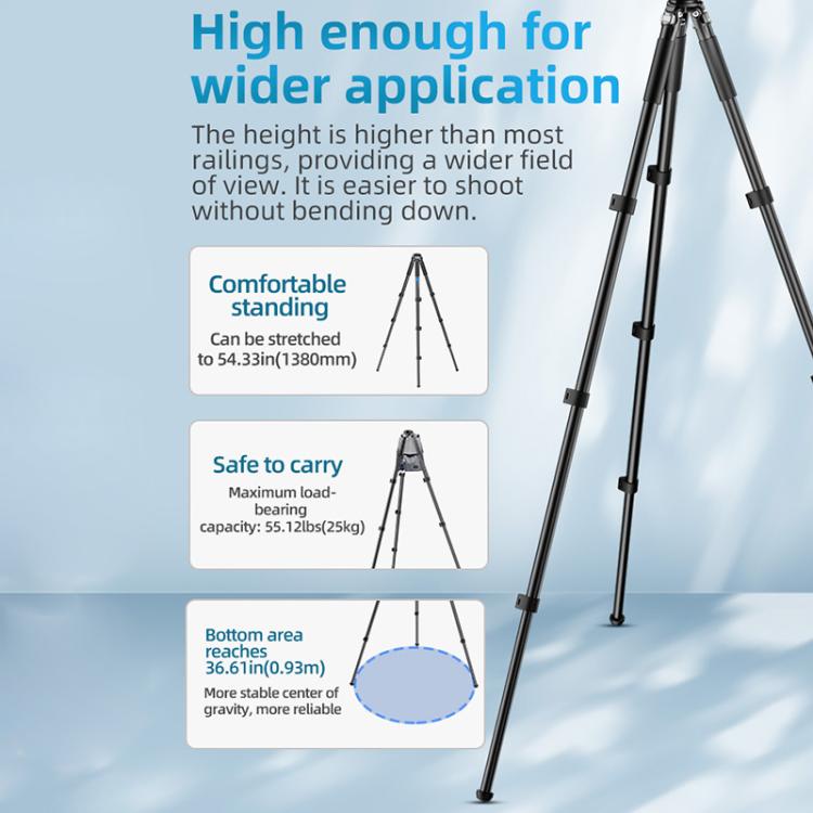 BEXIN RK264 Portable Collapsible Aluminum Alloy Camera Tripod (Black) - Tripods by BEXIN | Online Shopping UK | buy2fix