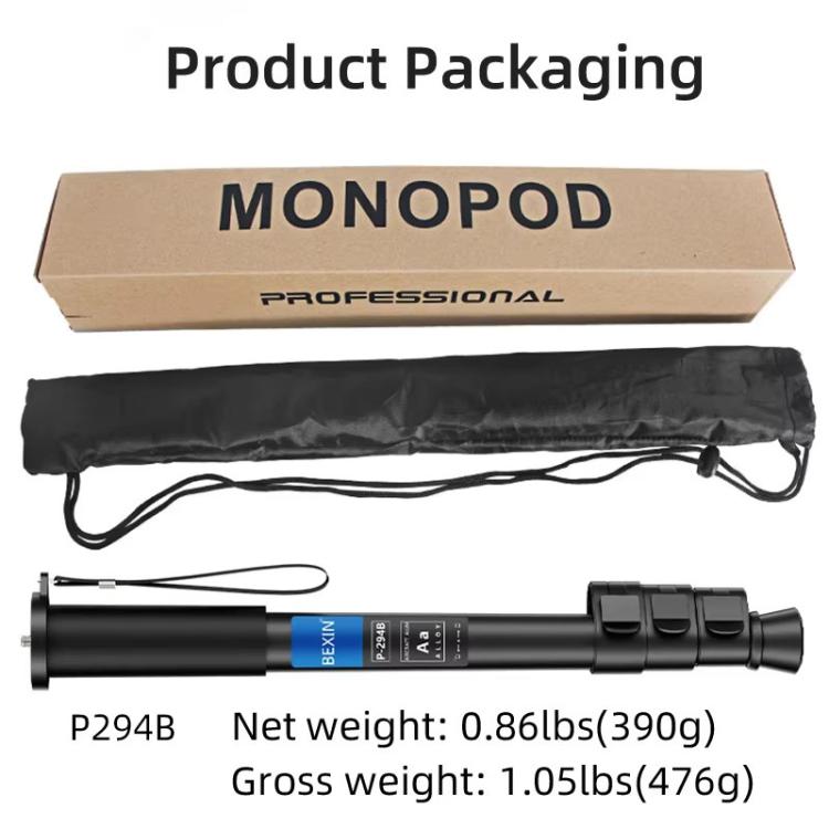 BEXIN P294B Portable Travel Outdoor DSLR Camera Aluminum Alloy Monopod Holder (Black) - Monopods by BEXIN | Online Shopping UK | buy2fix