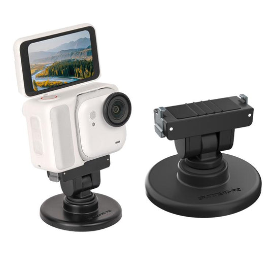 For Insta360 GO Ultra Sunnylife Quick-Release Magnetic Base Mount 1/4 180 Tilt Adjustable Tabletop Base Bracket (Black)
