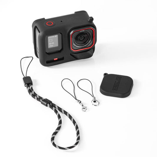 For Insta360 Ace Pro 2 STARTRC Body Silicone Case with Lens Cap & Lanyard (Black) - Case & Bags by STARTRC | Online Shopping UK | buy2fix