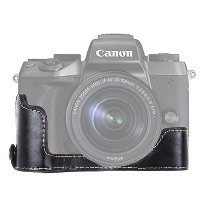 1/4 inch Thread PU Leather Camera Half Case Base for Canon EOS M5(Black) - Half Case by buy2fix | Online Shopping UK | buy2fix