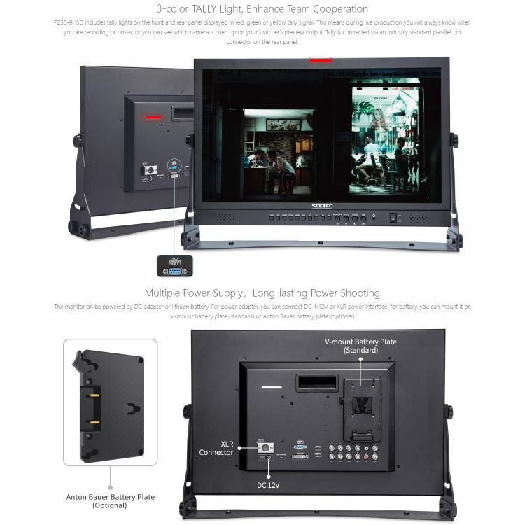 SEETEC P238-9HSD 23.8 inch 3G-SDI 4K HDMI Pro Broadcast LCD Monitor IPS Full HD 1920x1080 Monitor (UK Plug) - On-camera Monitors by SEETEC | Online Shopping UK | buy2fix