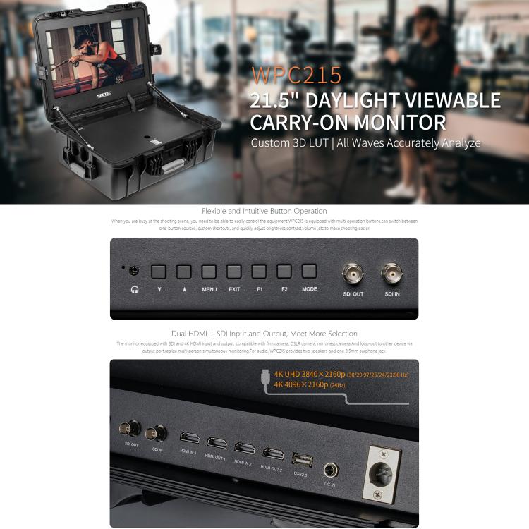 SEETEC WPC215 21.5 inch 1000nit High Bright Portable Carry-on Director Monitor Full HD 1920x1080 Monitor (UK Plug) - On-camera Monitors by SEETEC | Online Shopping UK | buy2fix
