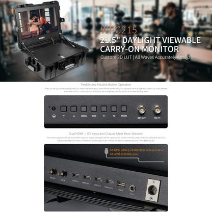 SEETEC WPC215 21.5 inch 1000nit High Bright Portable Carry-on Director Monitor Full HD 1920x1080 Monitor (UK Plug) - On-camera Monitors by SEETEC | Online Shopping UK | buy2fix