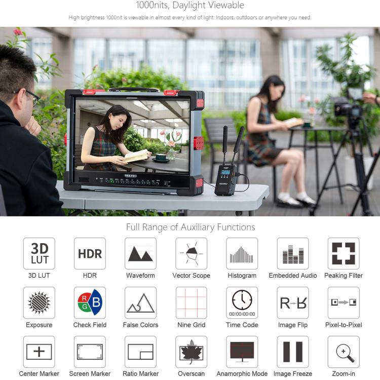 SEETEC P215 PRO-CO 21.5 inch 1000nit High Bright Portable Protective Broadcast Monitor Full HD 1920x1080 Monitor (UK Plug) - On-camera Monitors by SEETEC | Online Shopping UK | buy2fix