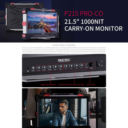 SEETEC P215 PRO-CO 21.5 inch 1000nit High Bright Portable Protective Broadcast Monitor Full HD 1920x1080 Monitor (UK Plug) - On-camera Monitors by SEETEC | Online Shopping UK | buy2fix