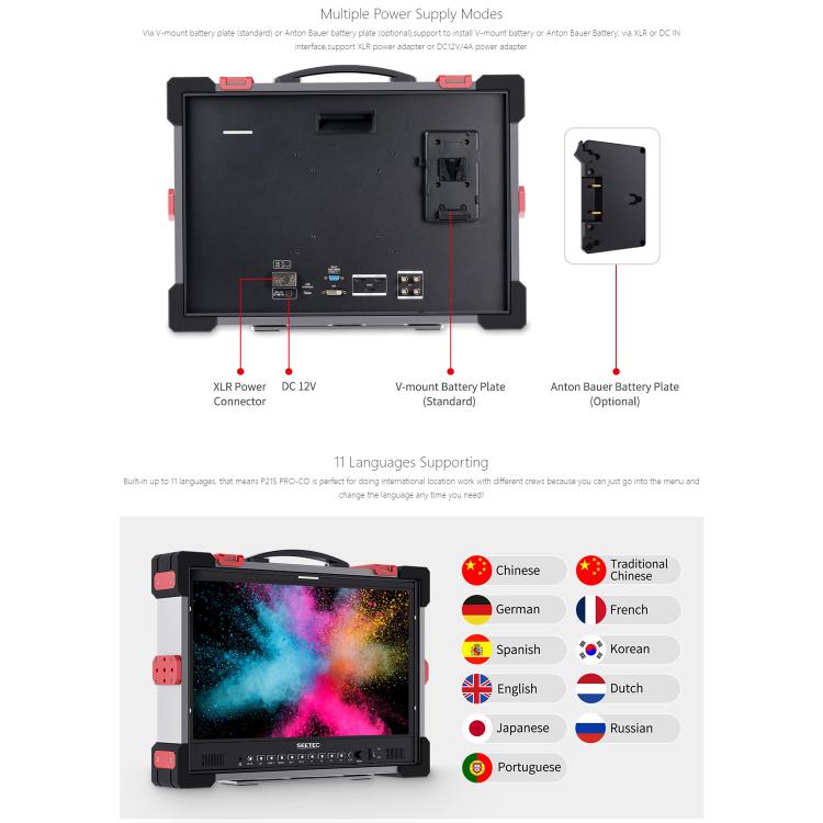 SEETEC P215 PRO-CO 21.5 inch 1000nit High Bright Portable Protective Broadcast Monitor Full HD 1920x1080 Monitor (UK Plug) - On-camera Monitors by SEETEC | Online Shopping UK | buy2fix
