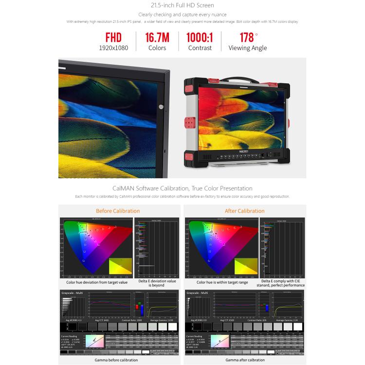 SEETEC P215 PRO-CO 21.5 inch 1000nit High Bright Portable Protective Broadcast Monitor Full HD 1920x1080 Monitor (UK Plug) - On-camera Monitors by SEETEC | Online Shopping UK | buy2fix