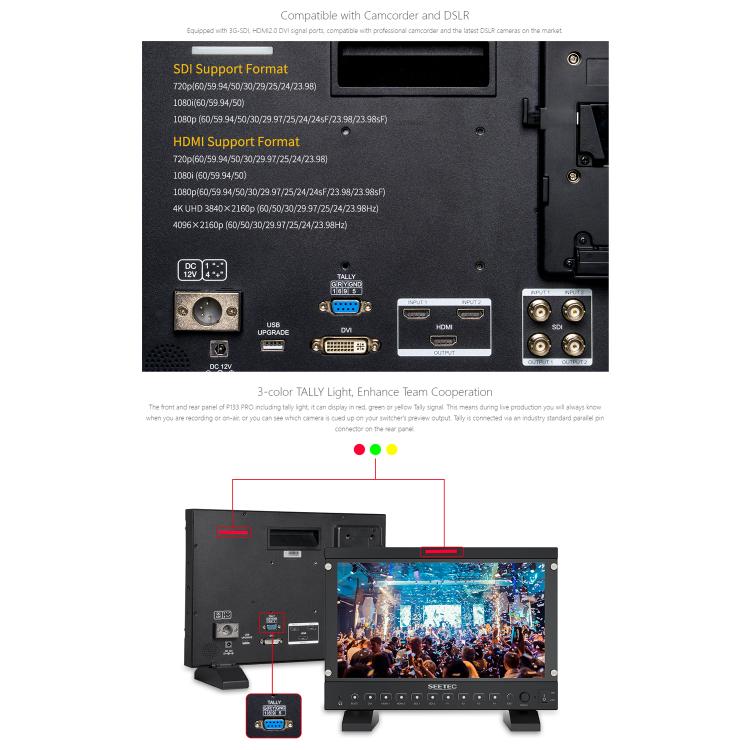 SEETEC P133 PRO 13.3 inch 1000nit High Bright Broadcast Monitor Full HD 1920x1080 Monitor (US Plug) - On-camera Monitors by SEETEC | Online Shopping UK | buy2fix