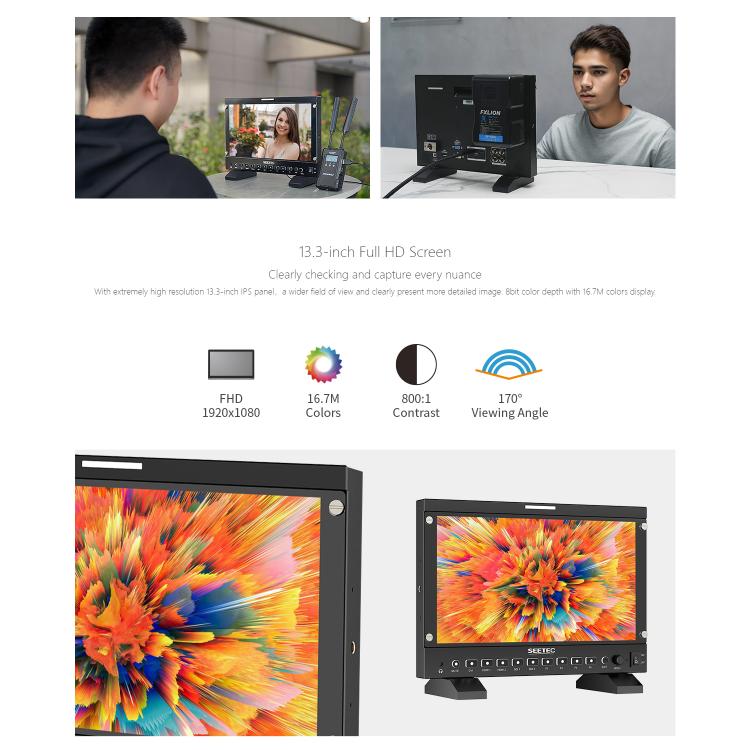 SEETEC P133 PRO 13.3 inch 1000nit High Bright Broadcast Monitor Full HD 1920x1080 Monitor (EU Plug) - On-camera Monitors by SEETEC | Online Shopping UK | buy2fix