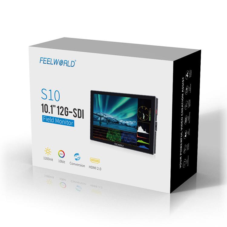 FEELWORLD S10 10.1 inch 12G SDI HDMI2.0 Camera Field Monitor High Brightness 1200nit Touchscreen Monitor (Black) - On-camera Monitors by FEELWORLD | Online Shopping UK | buy2fix