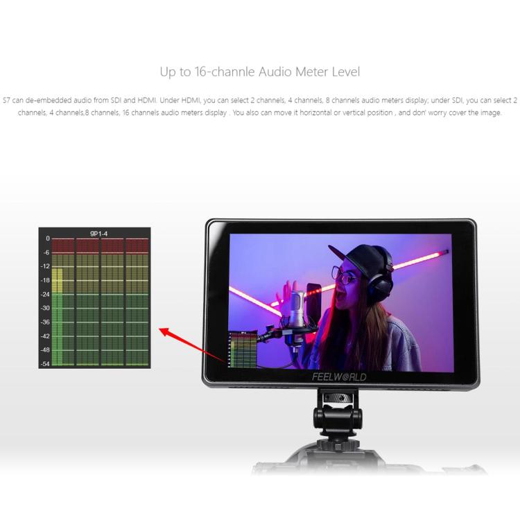 FEELWORLD S7 7 inch 12G SDI HDMI2.0 Camera Field Monitor High Brightness1600nit Touchscreen Monitor (Black) - On-camera Monitors by FEELWORLD | Online Shopping UK | buy2fix
