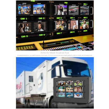 FEELWORLD T51 PLUS-H Triple 5.5 inch 2RU Rackmount Monitor Full HD 4K HDMI SDI AV Monitor (EU Plug) - On-camera Monitors by FEELWORLD | Online Shopping UK | buy2fix