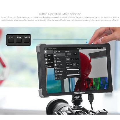 FEELWORLD T10 10.1 inch Aluminium DSLR Camera Field Monitor Touch Screen 4K HDMI Monitor (Black) - On-camera Monitors by FEELWORLD | Online Shopping UK | buy2fix