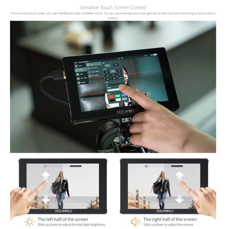 FEELWORLD F7 PLUS 7 inch DSLR Camera Field Monitor Touch Screen 4K HDMI High Brightness 1200nit Monitor (Black) - On-camera Monitors by FEELWORLD | Online Shopping UK | buy2fix