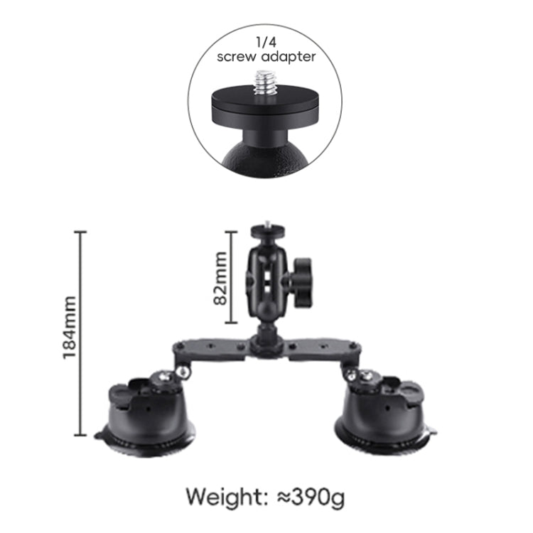Dual-leg Car Suction Cup Mount with 1/4 inch Screw (Black) by buy2fix