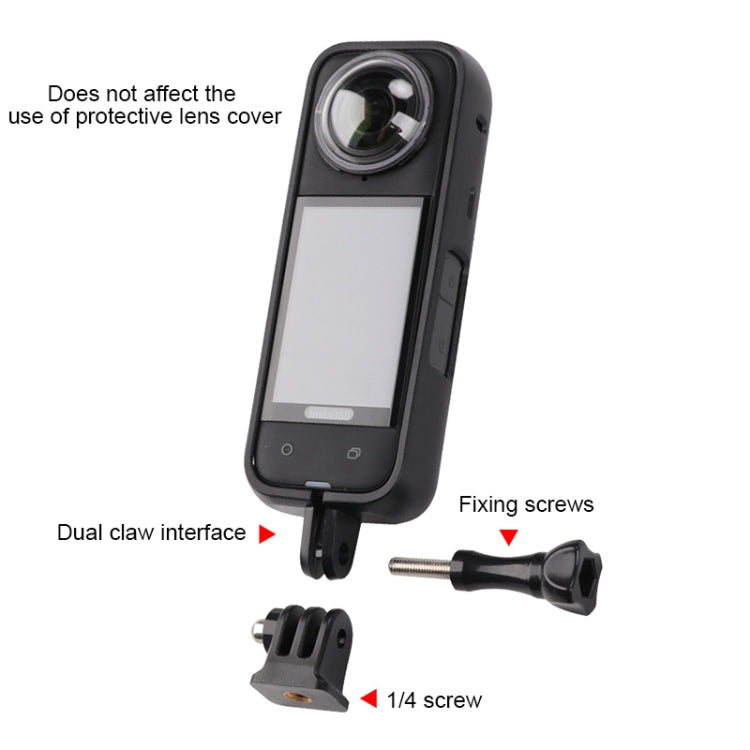 For Insta360 X4 PC Plastic Protective Frame with PC Lens Cover Guard (Black) by buy2fix