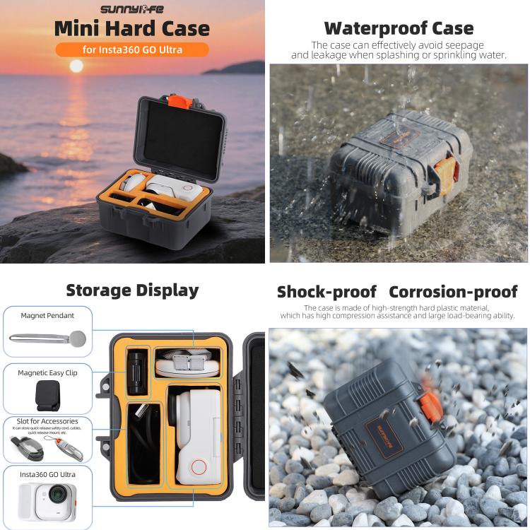 For Insta360 GO Ultra Sunnylife Mini Travel Box Waterproof Carrying Box Shock-proof Hard Shell (Grey) - Case & Bags by Sunnylife | Online Shopping UK | buy2fix