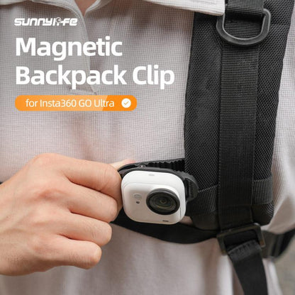 For Insta360 GO Ultra Sunnylife Magnetic Backpack Clip Action Camera Clamp Vertical-Horizontal Mount (Black) - Mount & Holder by Sunnylife | Online Shopping UK | buy2fix