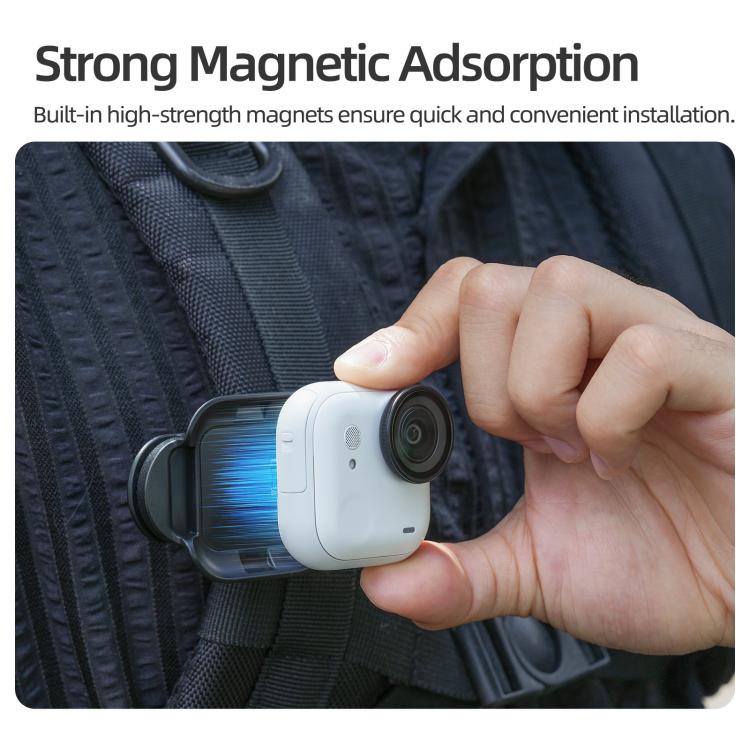 For Insta360 GO Ultra Sunnylife Magnetic Backpack Clip Action Camera Clamp Vertical-Horizontal Mount (Black) - Mount & Holder by Sunnylife | Online Shopping UK | buy2fix