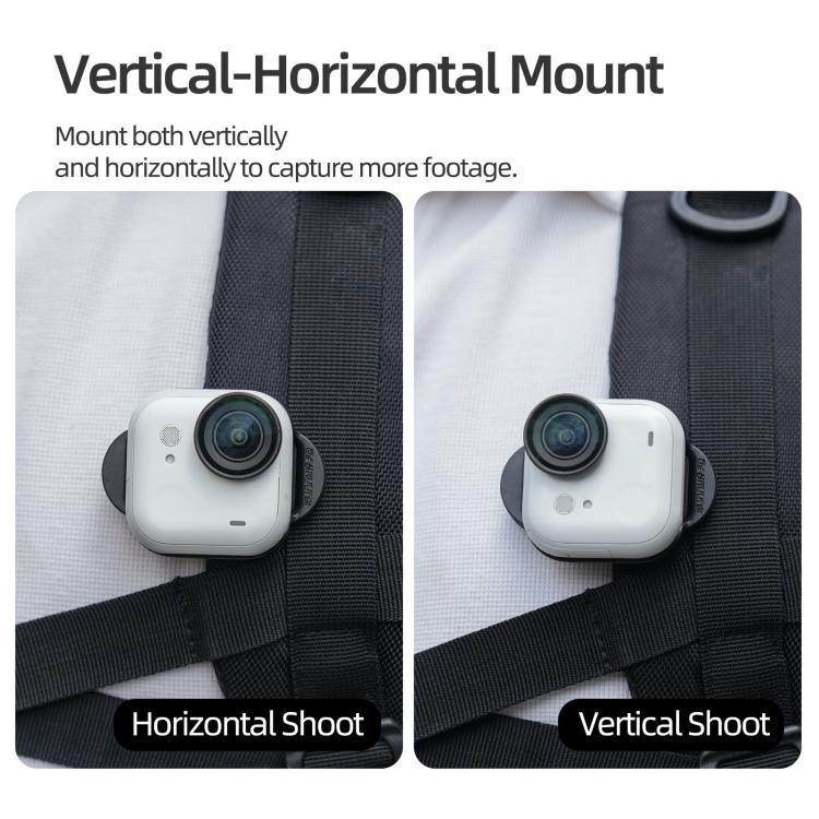 For Insta360 GO Ultra Sunnylife Magnetic Backpack Clip Action Camera Clamp Vertical-Horizontal Mount (Black) - Mount & Holder by Sunnylife | Online Shopping UK | buy2fix