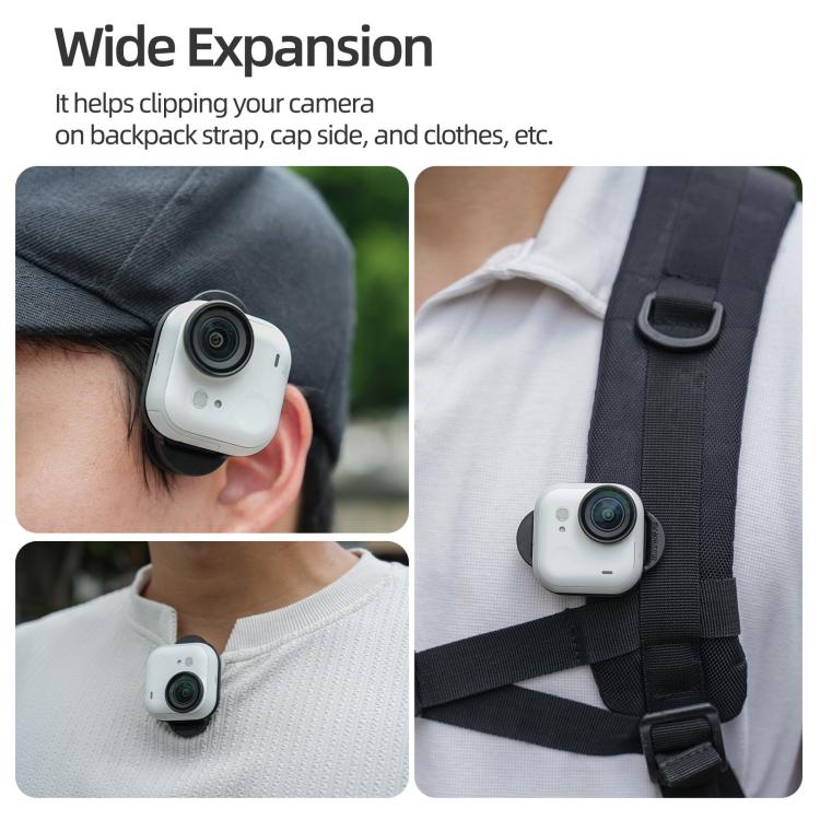For Insta360 GO Ultra Sunnylife Magnetic Backpack Clip Action Camera Clamp Vertical-Horizontal Mount (Black) - Mount & Holder by Sunnylife | Online Shopping UK | buy2fix