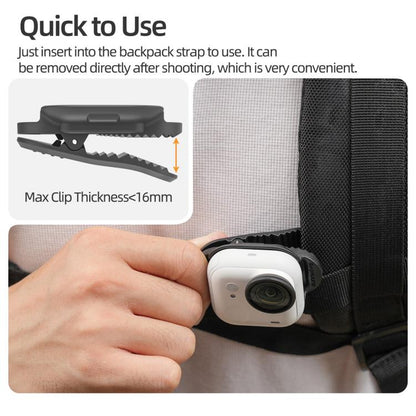 For Insta360 GO Ultra Sunnylife Magnetic Backpack Clip Action Camera Clamp Vertical-Horizontal Mount (Black) - Mount & Holder by Sunnylife | Online Shopping UK | buy2fix