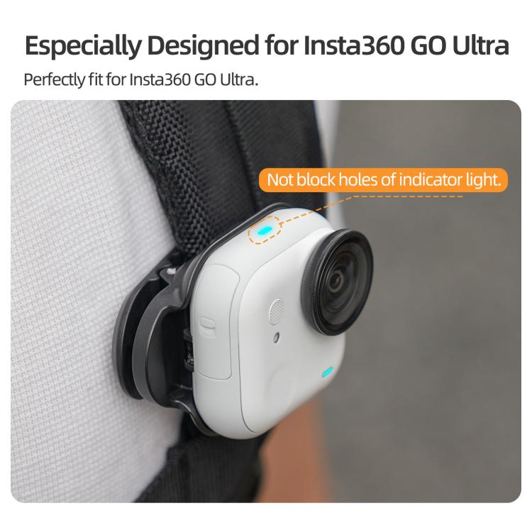 For Insta360 GO Ultra Sunnylife Magnetic Backpack Clip Action Camera Clamp Vertical-Horizontal Mount (Black) - Mount & Holder by Sunnylife | Online Shopping UK | buy2fix