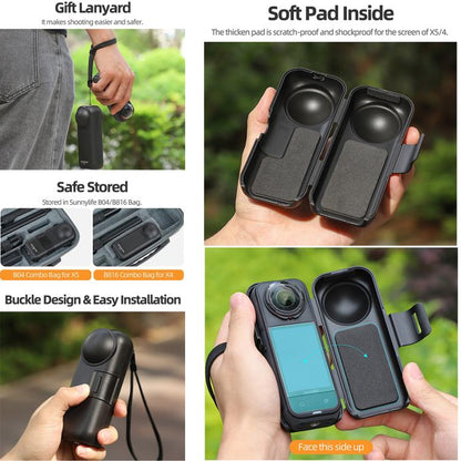 For Insta360 X5 / X4 Sunnylife Integrated Lens Screen Protective Cover Camera Case with Strap (Black) - Case & Bags by Sunnylife | Online Shopping UK | buy2fix
