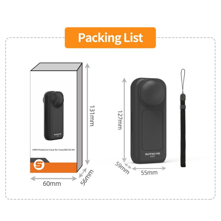 For Insta360 X5 / X4 Sunnylife Integrated Lens Screen Protective Cover Camera Case with Strap (Black) - Case & Bags by Sunnylife | Online Shopping UK | buy2fix