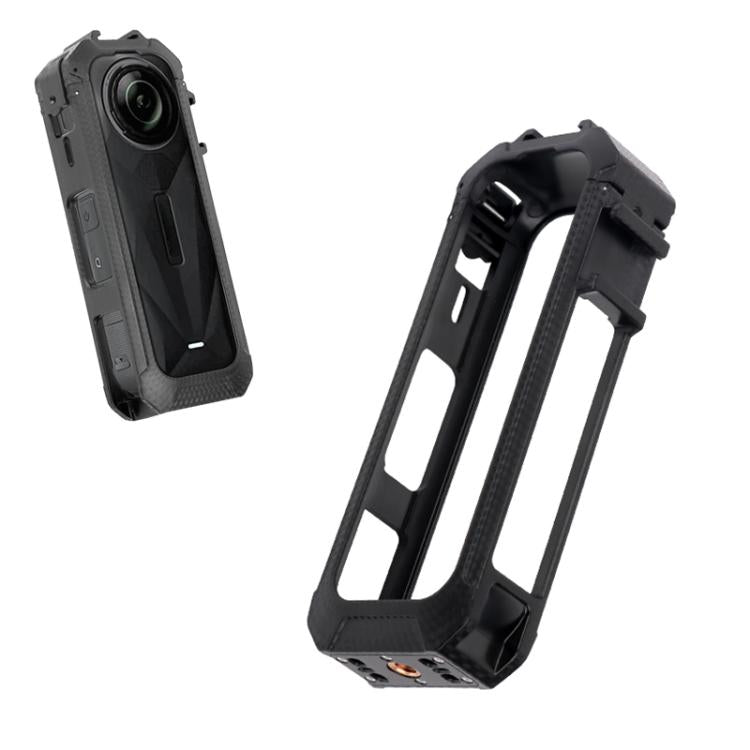 For Insta360 X5 Cold Shoe Carbon Fiber Texture ABS Plastic Protective Frame (Black) - Mount & Holder by buy2fix | Online Shopping UK | buy2fix