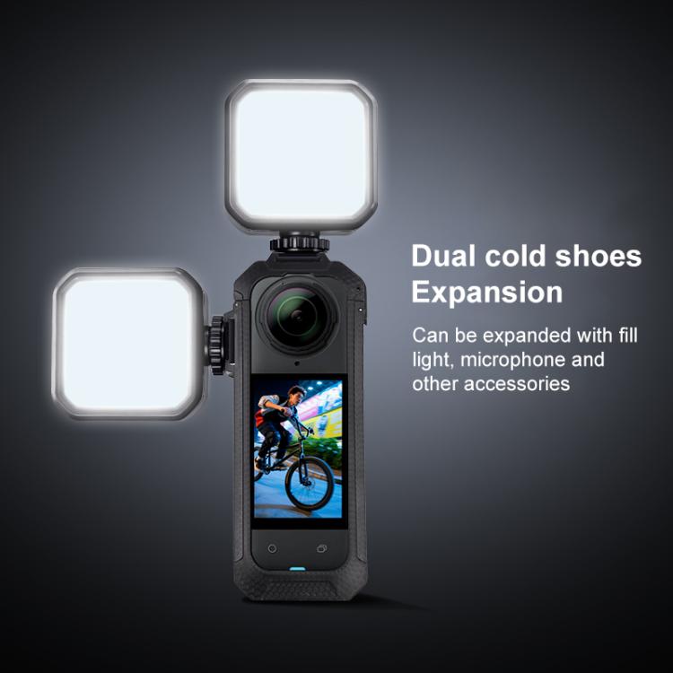 For Insta360 X5 Cold Shoe Carbon Fiber Texture ABS Plastic Protective Frame (Black) - Mount & Holder by buy2fix | Online Shopping UK | buy2fix