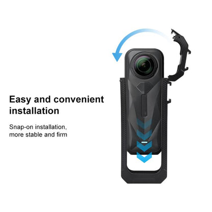 For Insta360 X5 Cold Shoe Carbon Fiber Texture ABS Plastic Protective Frame (Black) - Mount & Holder by buy2fix | Online Shopping UK | buy2fix
