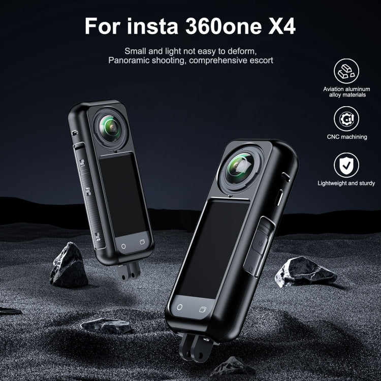 For Insta360 X4 Aluminum Alloy Metal Protective Cage Housing Frame (Black) by buy2fix