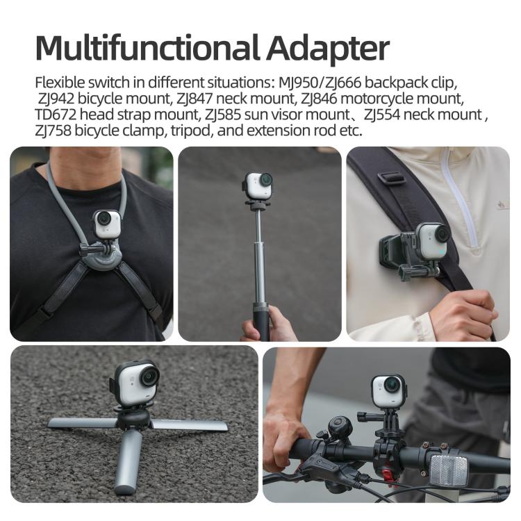 For Insta360 GO Ultra Sunnylife Foldable Vertical-Horizontal Adapter Mount Protective Frame Mounting Brackets Housing Cover (Black) - Mount & Holder by Sunnylife | Online Shopping UK | buy2fix