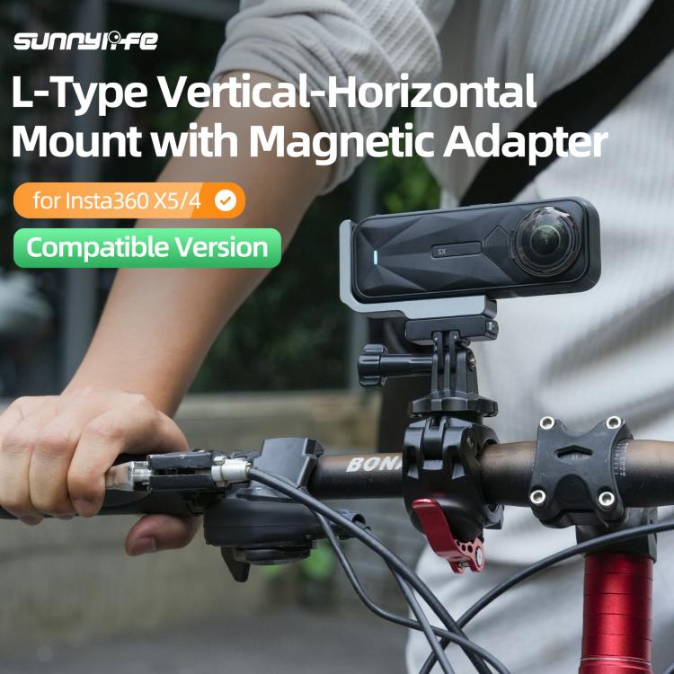 For Insta360 X5 / X4 Sunnylife L-Type Vertical-Horizontal Magnetic Mount with DZ015 Magnetic Adapter Quick Release Mount Adapter Stand (Grey) - Mount & Holder by Sunnylife | Online Shopping UK | buy2fix