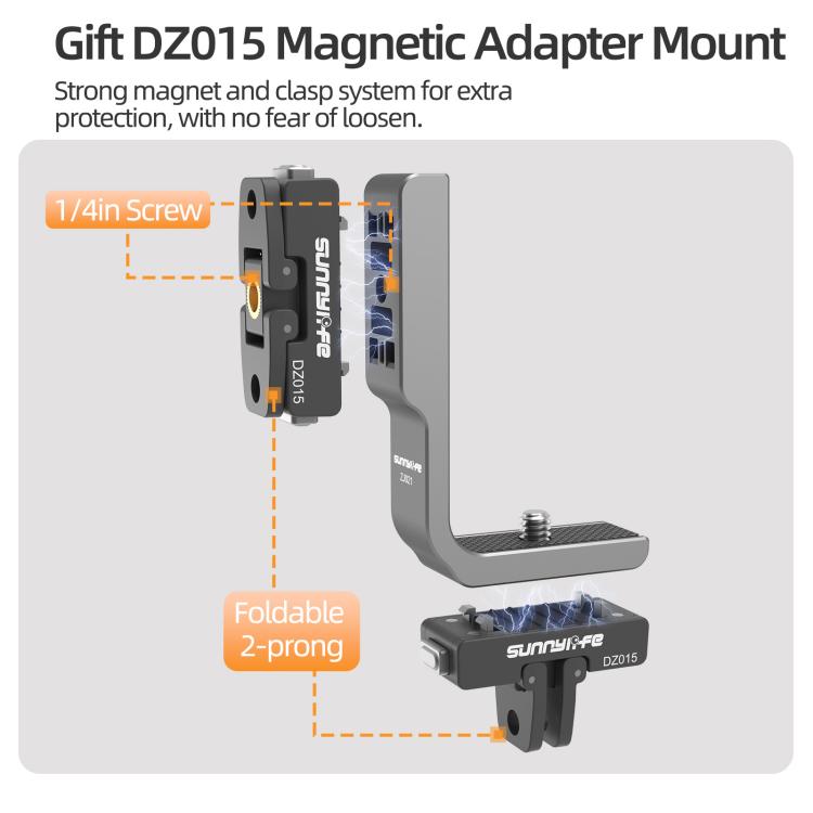 For Insta360 X5 / X4 Sunnylife L-Type Vertical-Horizontal Magnetic Mount with DZ015 Magnetic Adapter Quick Release Mount Adapter Stand (Grey) - Mount & Holder by Sunnylife | Online Shopping UK | buy2fix